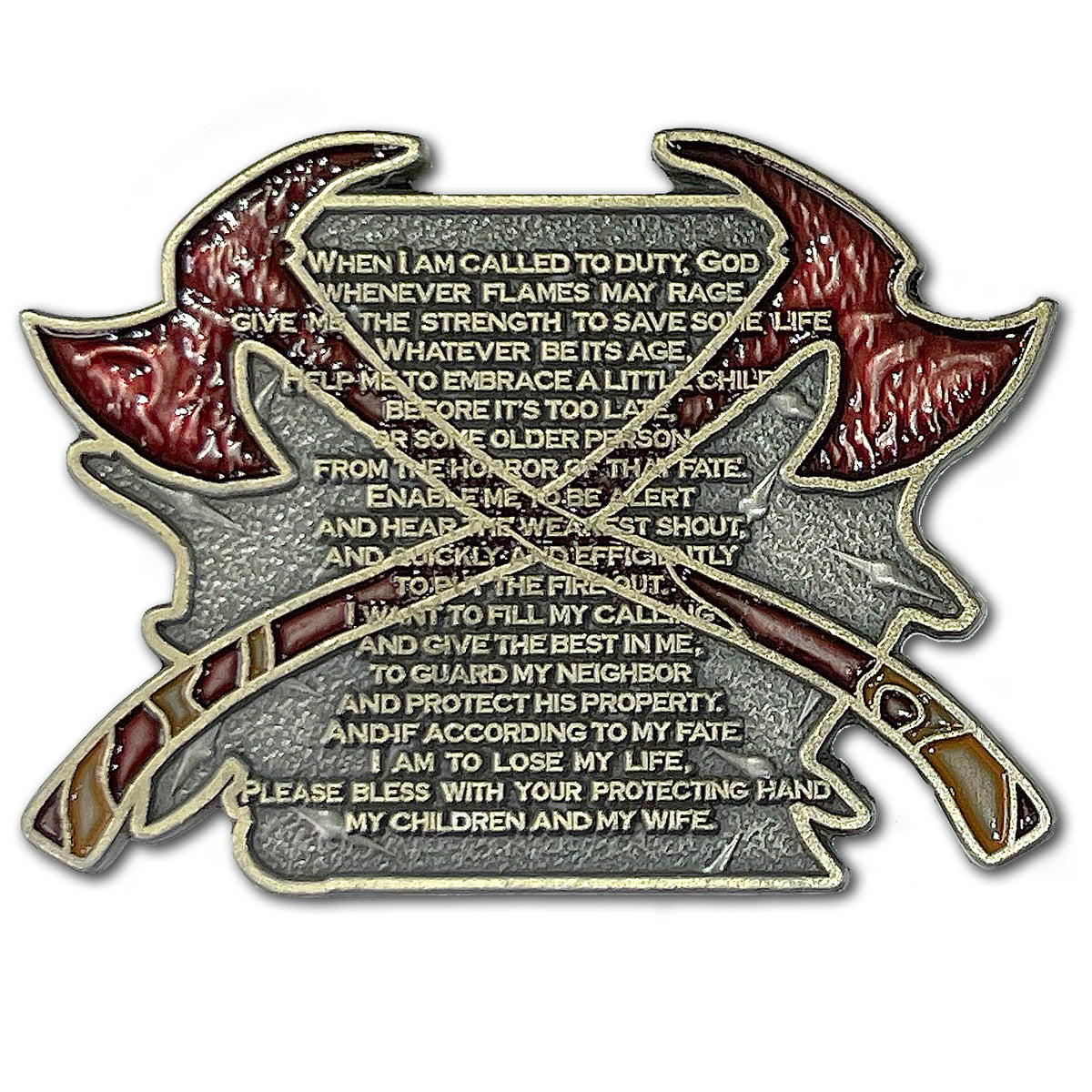 Fire and Axes Firefighter Prayer Challenge Coin