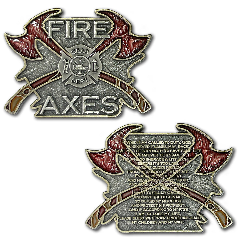 Fire and Axes Firefighter Prayer Challenge Coin