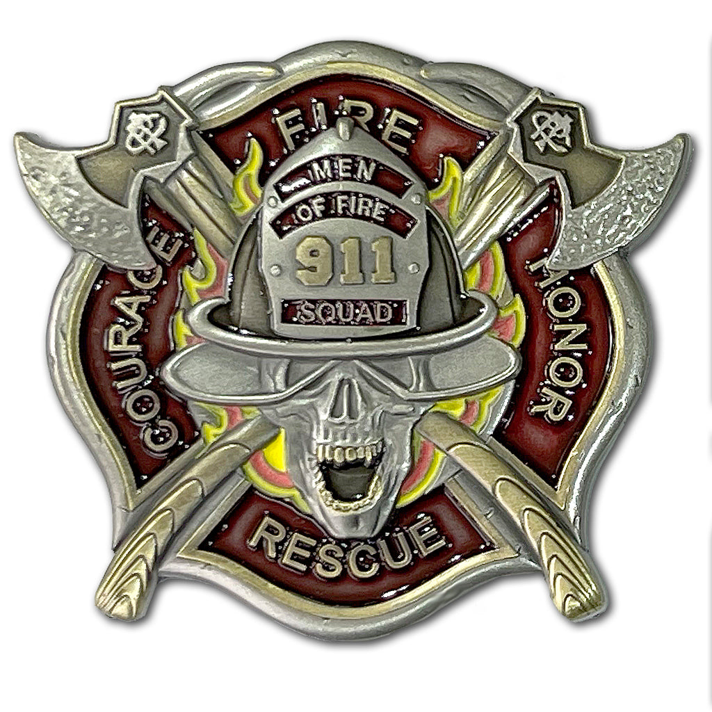 Men of Fire 9-1-1 Fire Rescue Honor Courage Squad Firefighter Coin