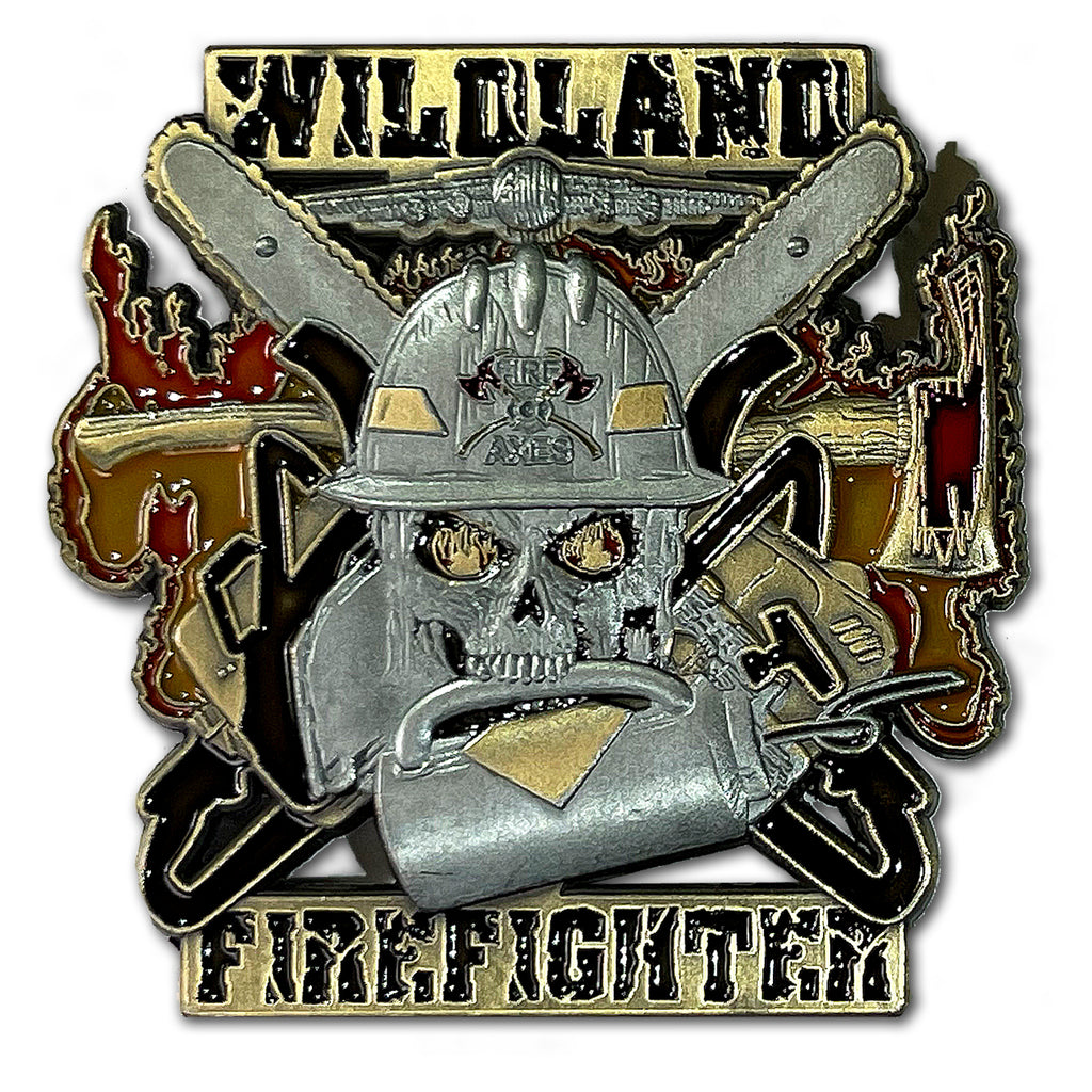 Wildland Drip Torch Fire and Axes Firefighter Collectible Challenge Coin