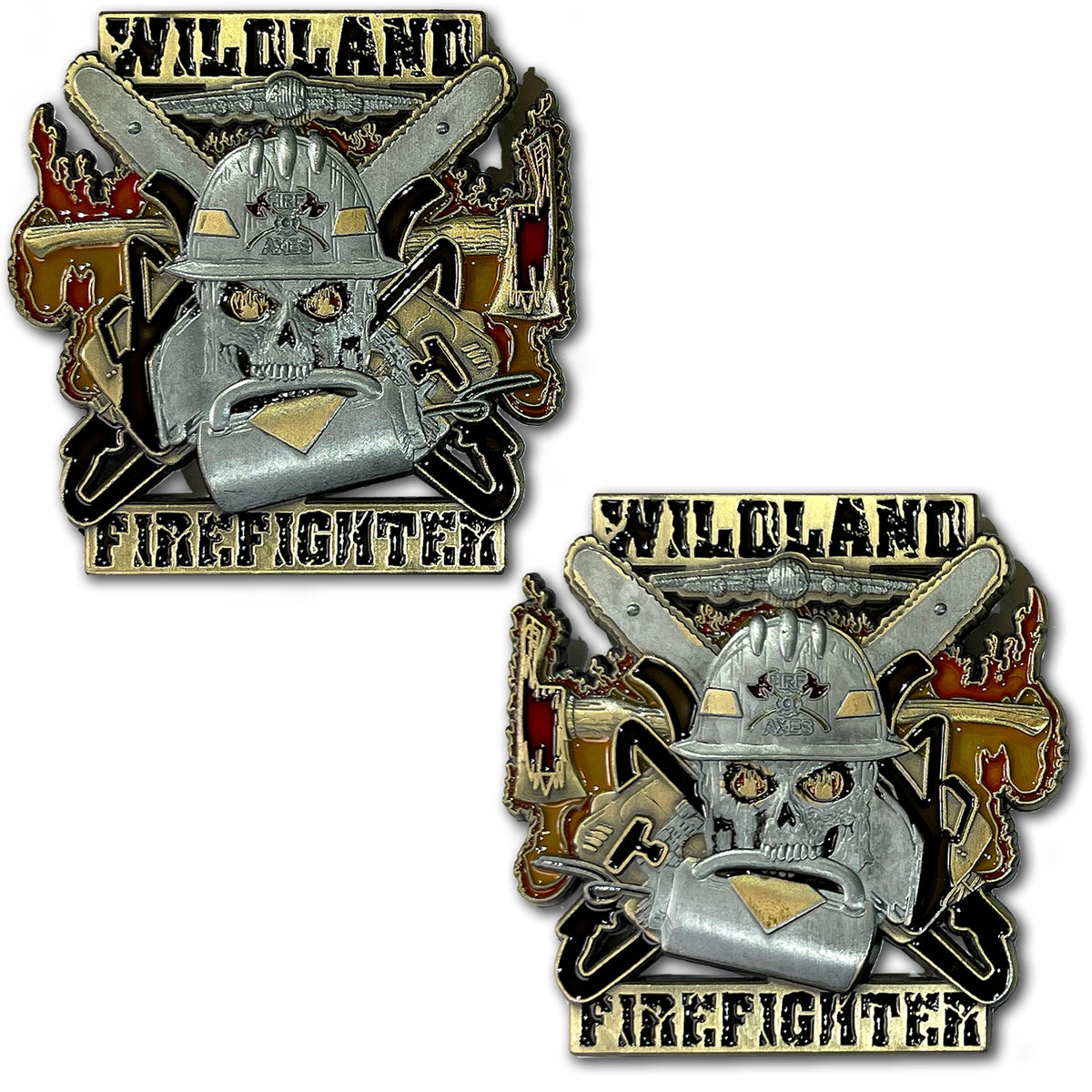 Wildland Drip Torch Fire and Axes Firefighter Collectible Challenge Coin