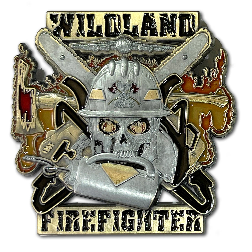 Wildland Drip Torch Fire and Axes Firefighter Collectible Challenge Coin