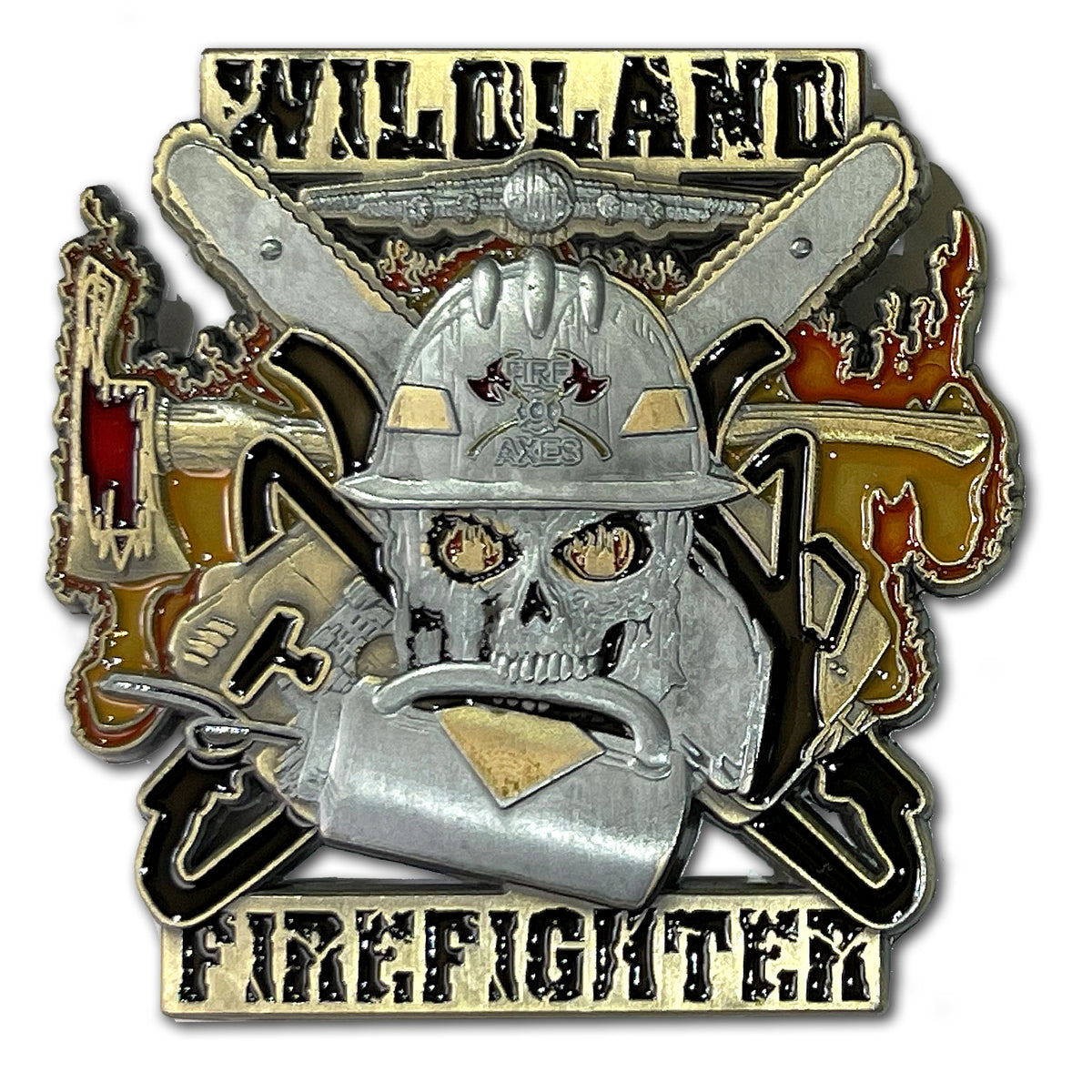 Wildland Drip Torch Fire and Axes Firefighter Collectible Challenge Coin