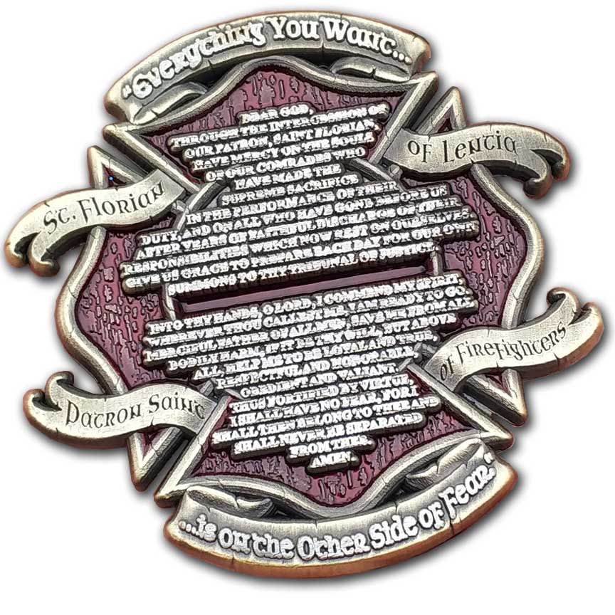 St. Florian Patron Saint of Firefighters Prayer Collectible Challenge Coin