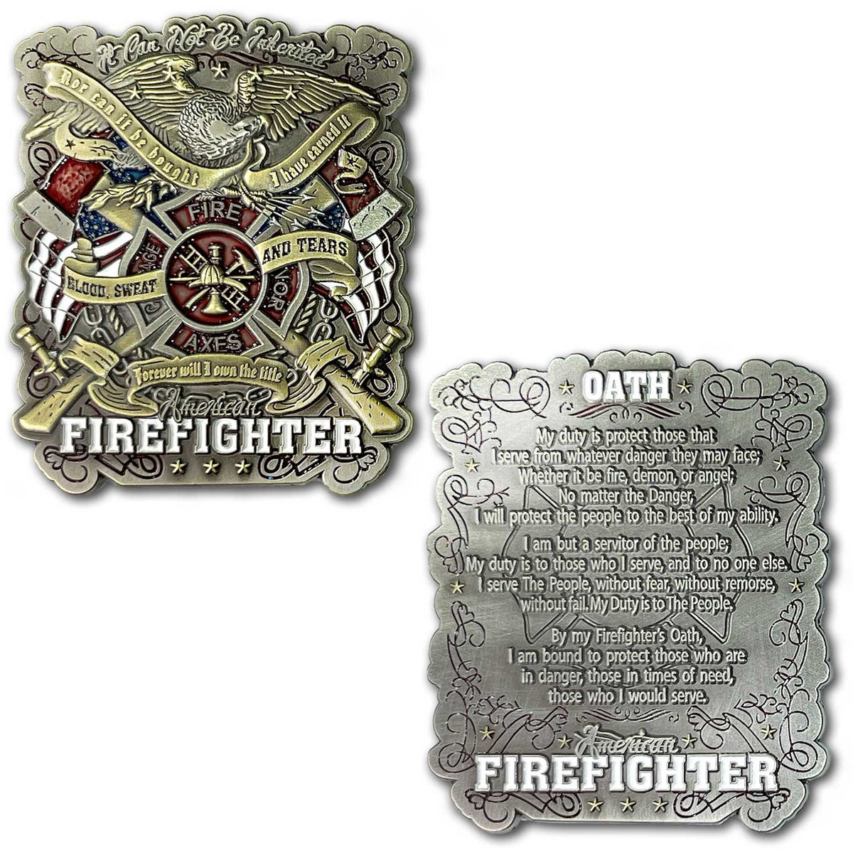 American Firefighter Blood Sweat Tears Firefighter Oath Collectible Coin