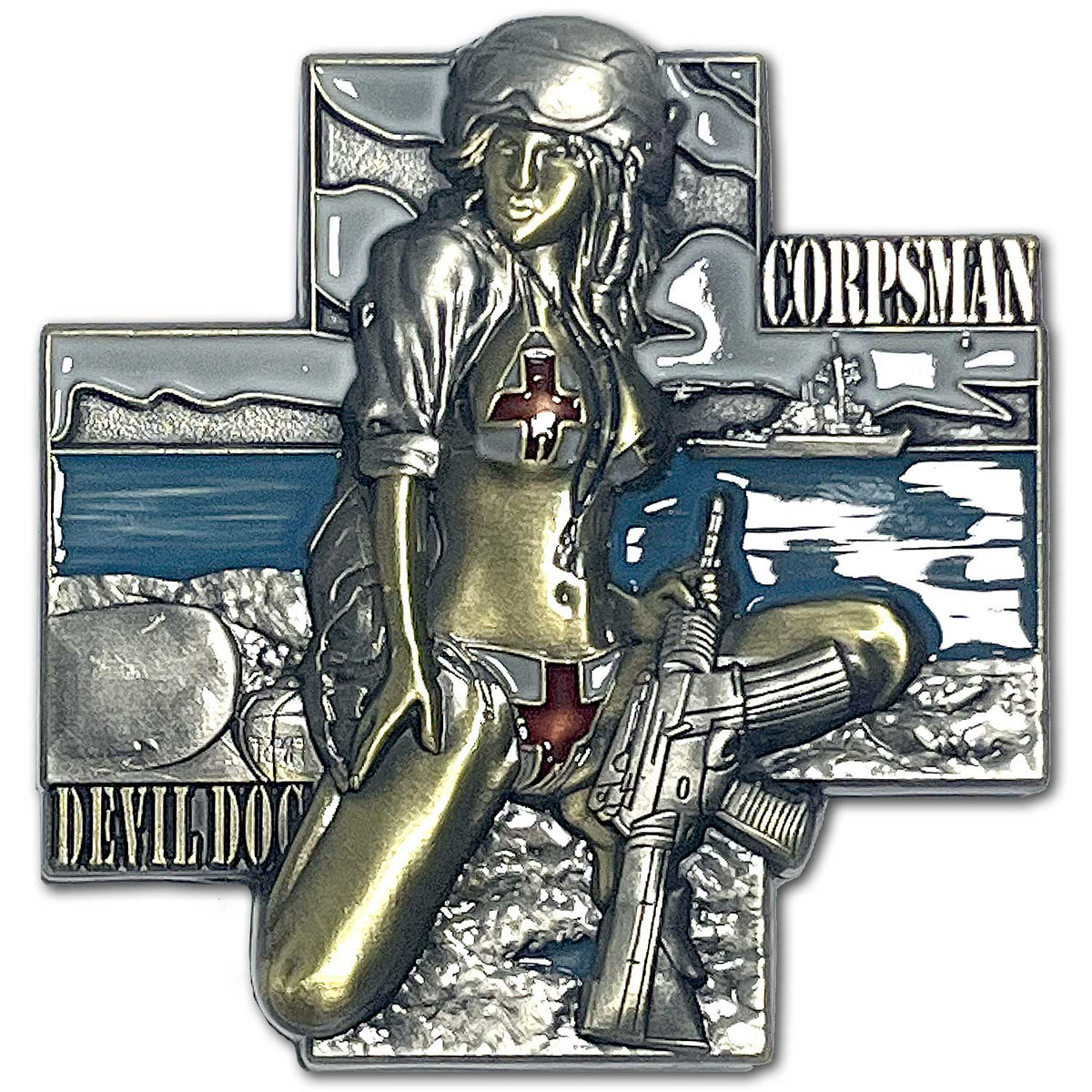 Navy Corpsman Devil Doc Classic Pin Up Girls Collectible Challenge Coin