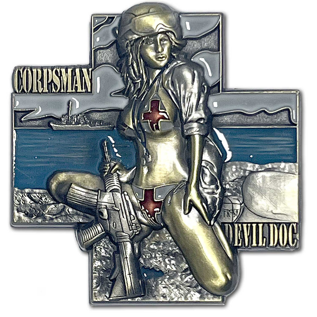 Navy Corpsman Devil Doc Classic Pin Up Girls Collectible Challenge Coin