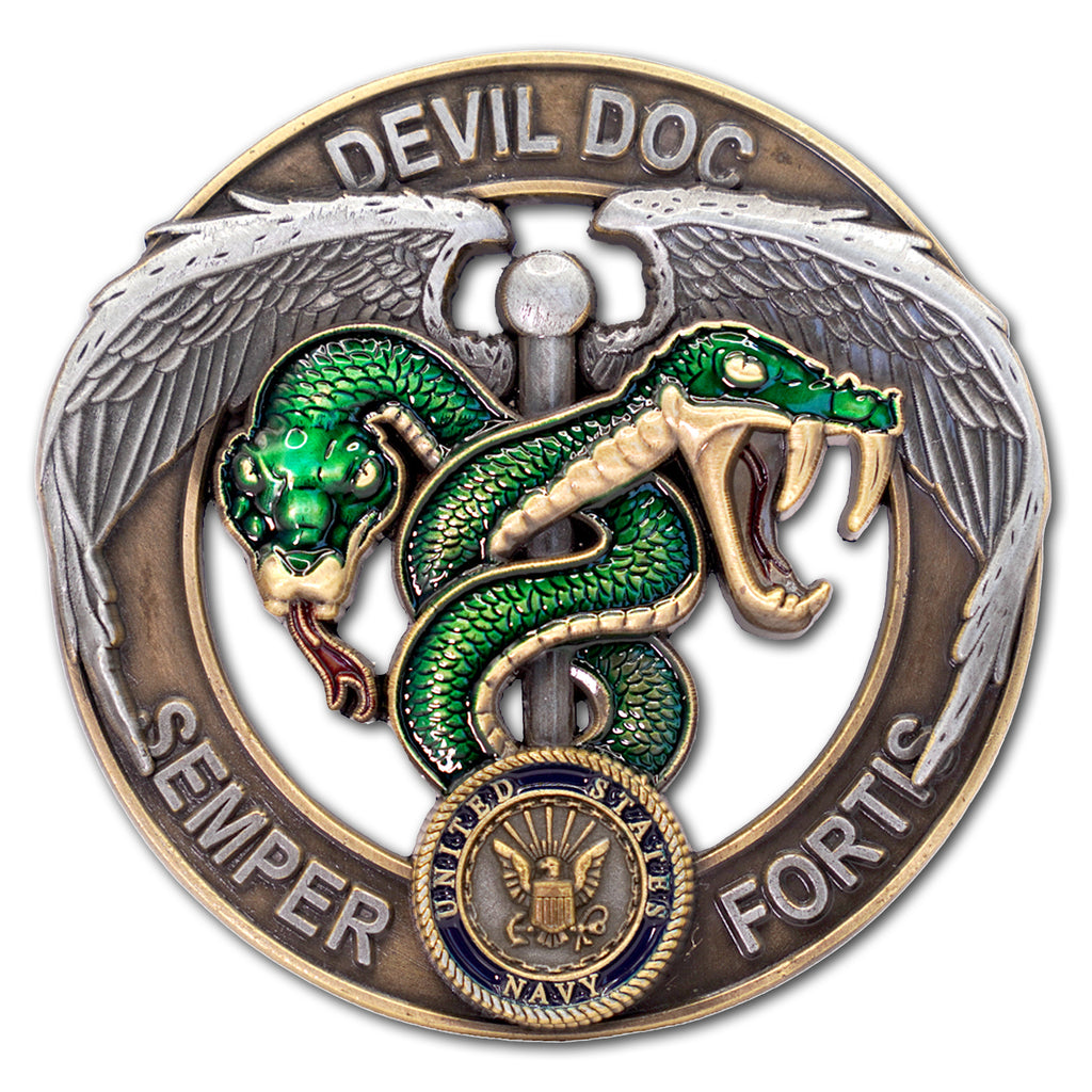 US Navy Corpsman Blue Green Flip Navy Challenge Coin