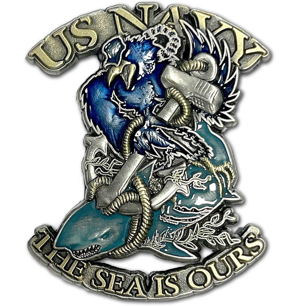 US Navy Crow Shark Surfer The Sea is Ours Veteran Collectible Challenge Coin
