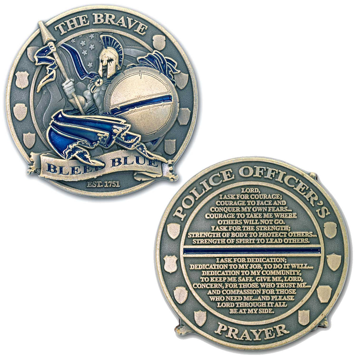 Police Officer’s Prayer Thin Line Blue Line Collectible Coin