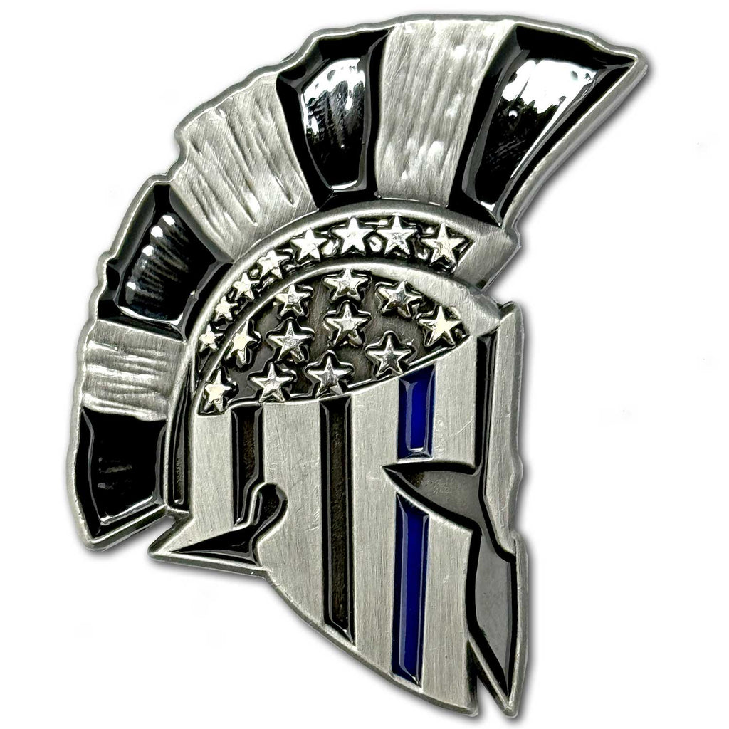Police Spartan Helmet Thin Blue Line Law Enforcement Collectible Challenge Coin