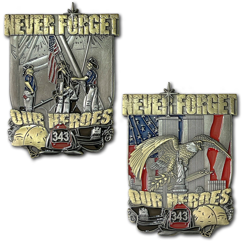 9/11 Memorial September 11th Never Forget Our Heroes 3 Inch Collectible Challenge Coin