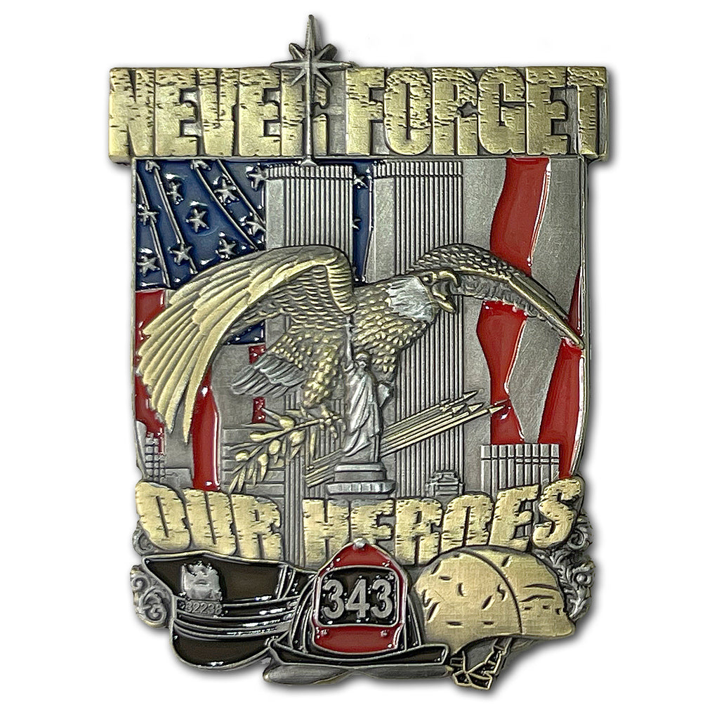 9/11 Memorial September 11th Never Forget Our Heroes 3 Inch Collectible Challenge Coin