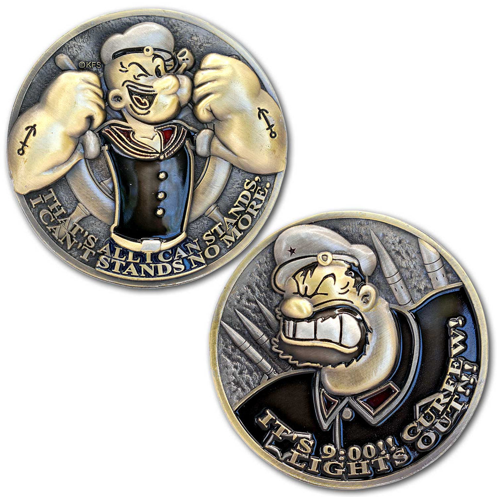 Popeye the Sailor vs Mao Tse Bluto Anti Commi Flip Collectible Challenge Coin