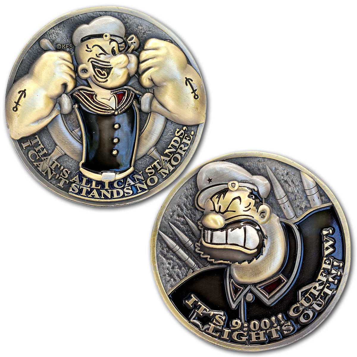 Popeye the Sailor vs Mao Tse Bluto Anti Commi Flip Collectible Challenge Coin