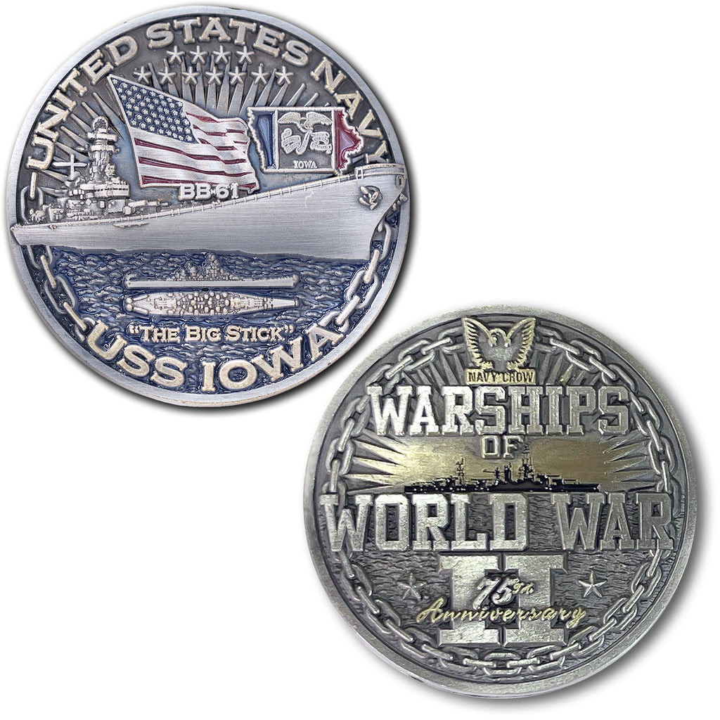USS Iowa BB-61 Battleship World of Warships US Navy Collectible Challenge Coin