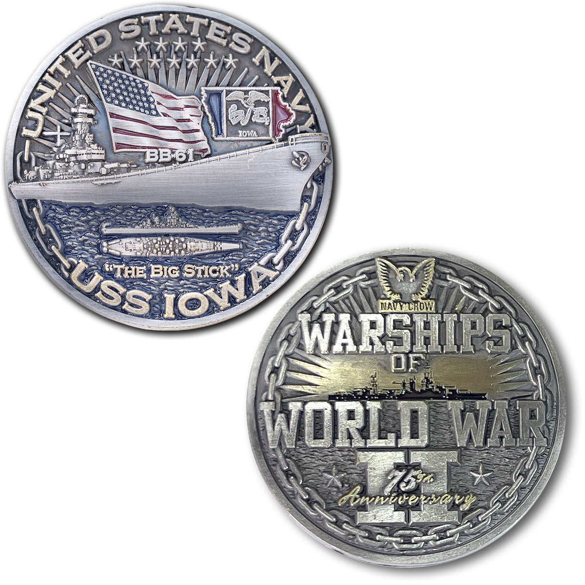 USS Iowa BB-61 Battleship World of Warships US Navy Collectible Challenge Coin