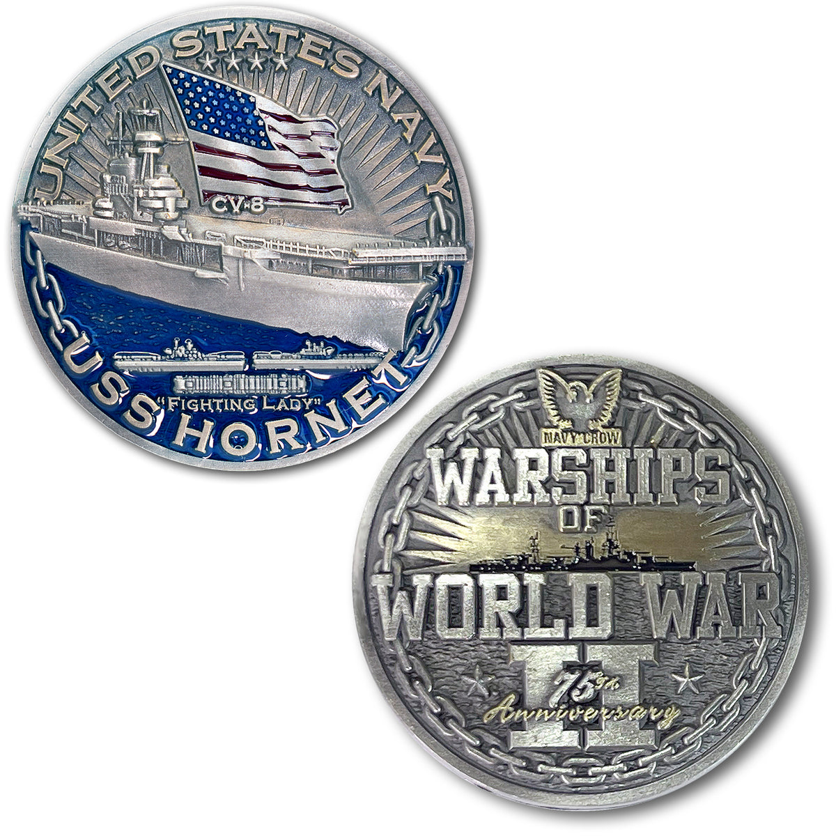 USS Hornet CV-8 Aircraft Carrier World of Warships Collectible Challenge Coin