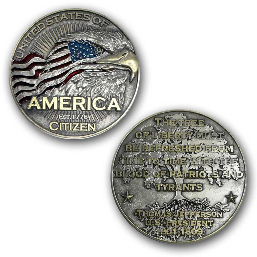 USA Citizen Tree of Liberty Thomas Jefferson Collectible Challenge Coin