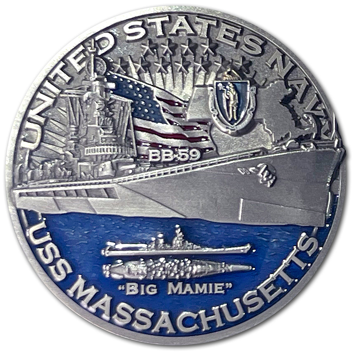 USS Massachusetts BB-59 Battleship World of Warships US Navy Challenge Coin