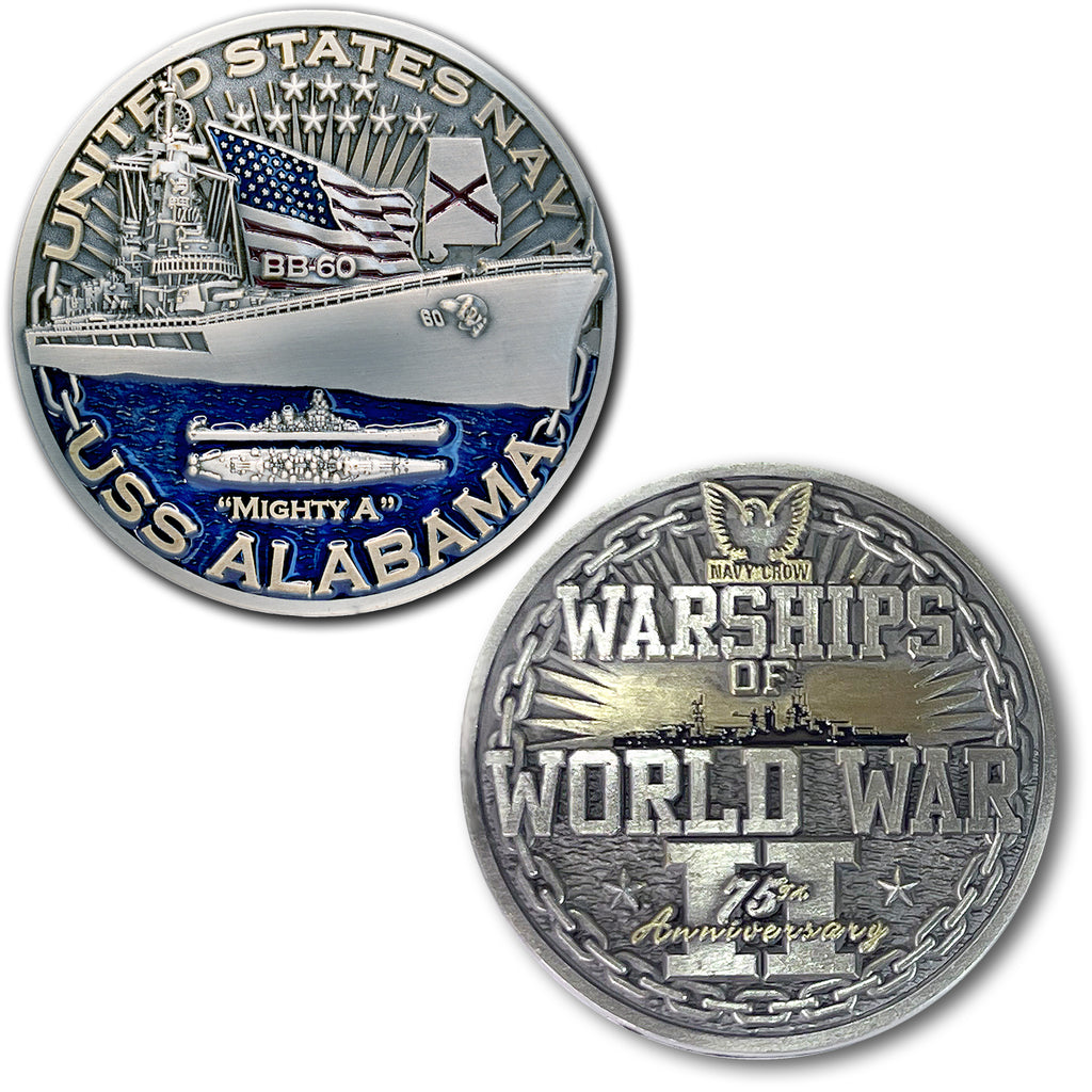 USS Alabama BB-60 Warships of World War 2 Collectible Challenge Coin