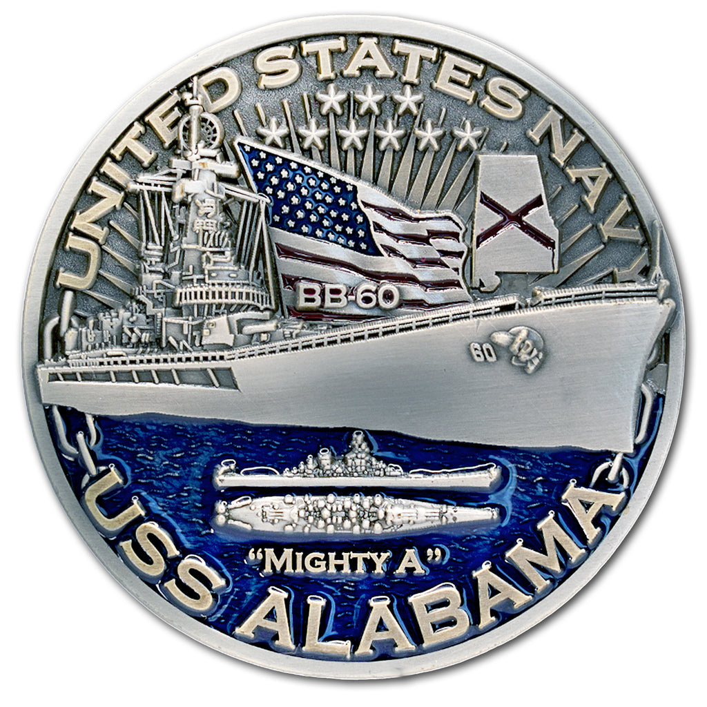 USS Alabama BB-60 Warships of World War 2 Collectible Challenge Coin