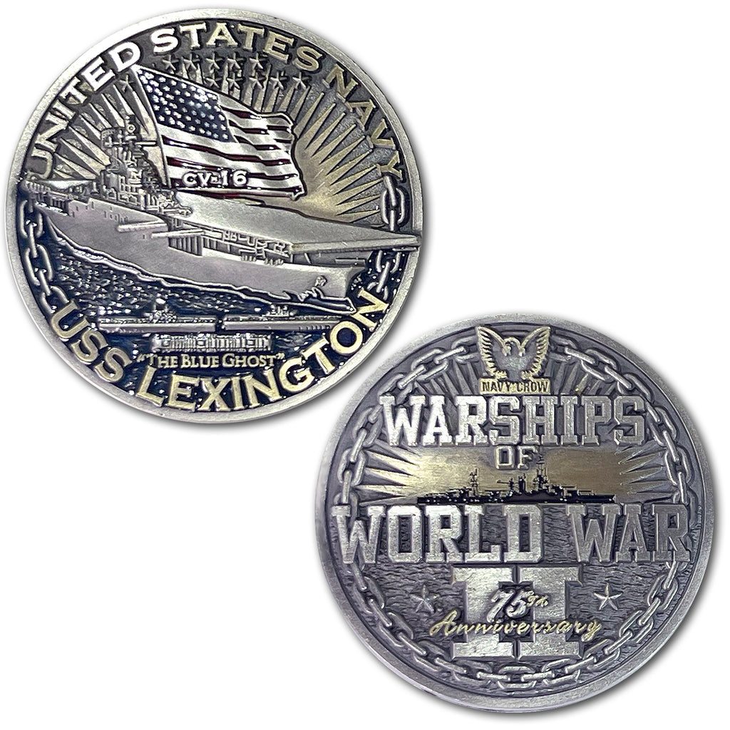 USS Lexington CV-16 Aircraft Carrier World of Warships US Navy Challenge Coin