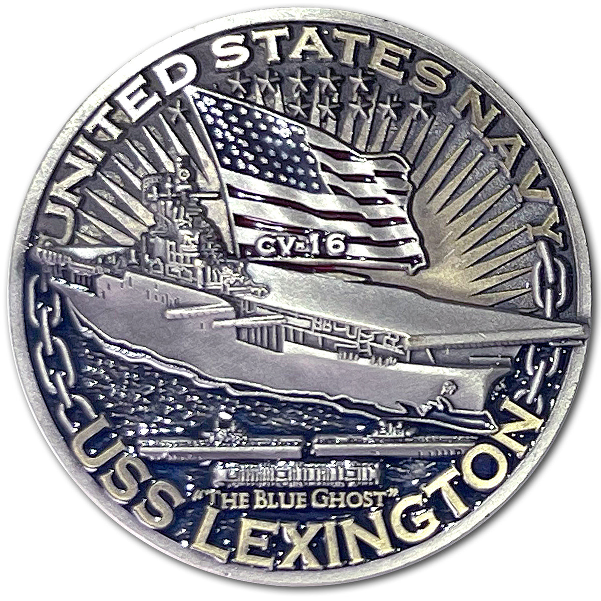 USS Lexington CV-16 Aircraft Carrier World of Warships US Navy Challenge Coin
