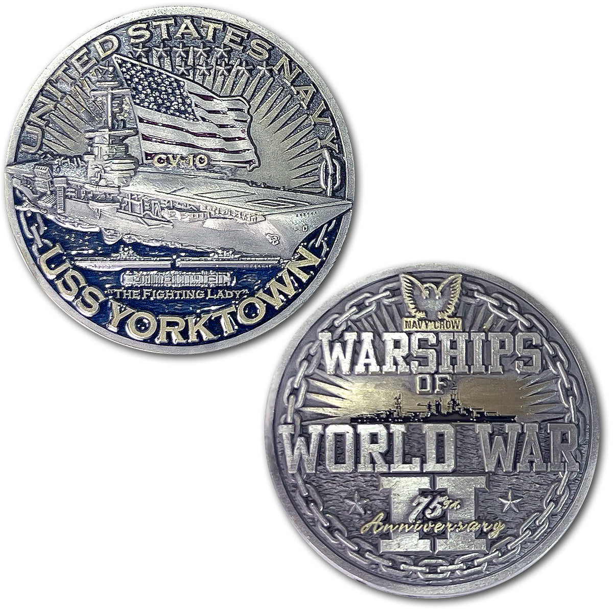 USS Yorktown CV-10 Aircraft Carrier Warships of World War 2 Collectible Challenge Coin