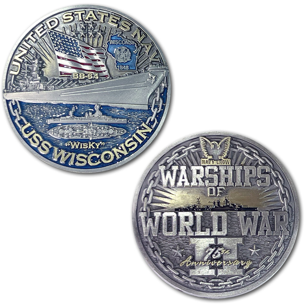 USS Wisconsin BB-64 Battleship Warships of World War 2 Collectible Challenge Coin