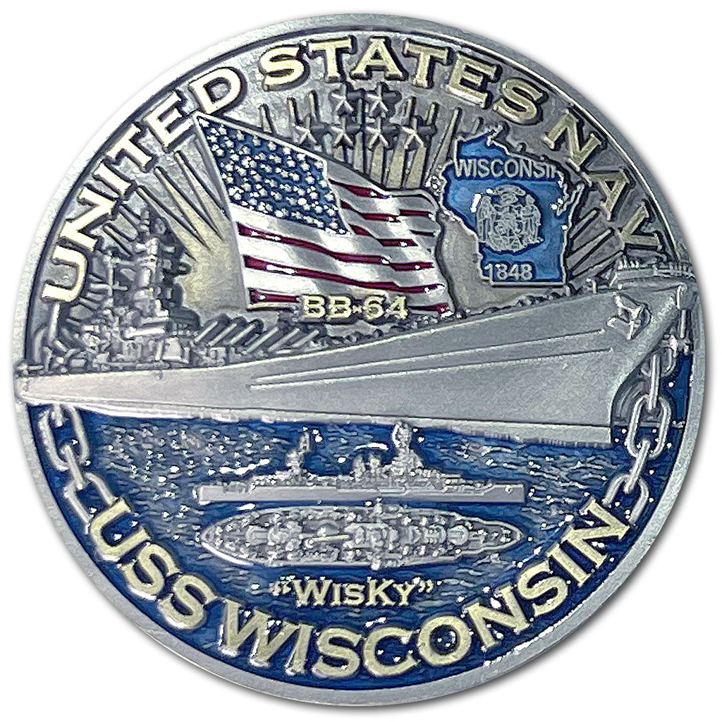 USS Wisconsin BB-64 Battleship Warships of World War 2 Collectible Challenge Coin