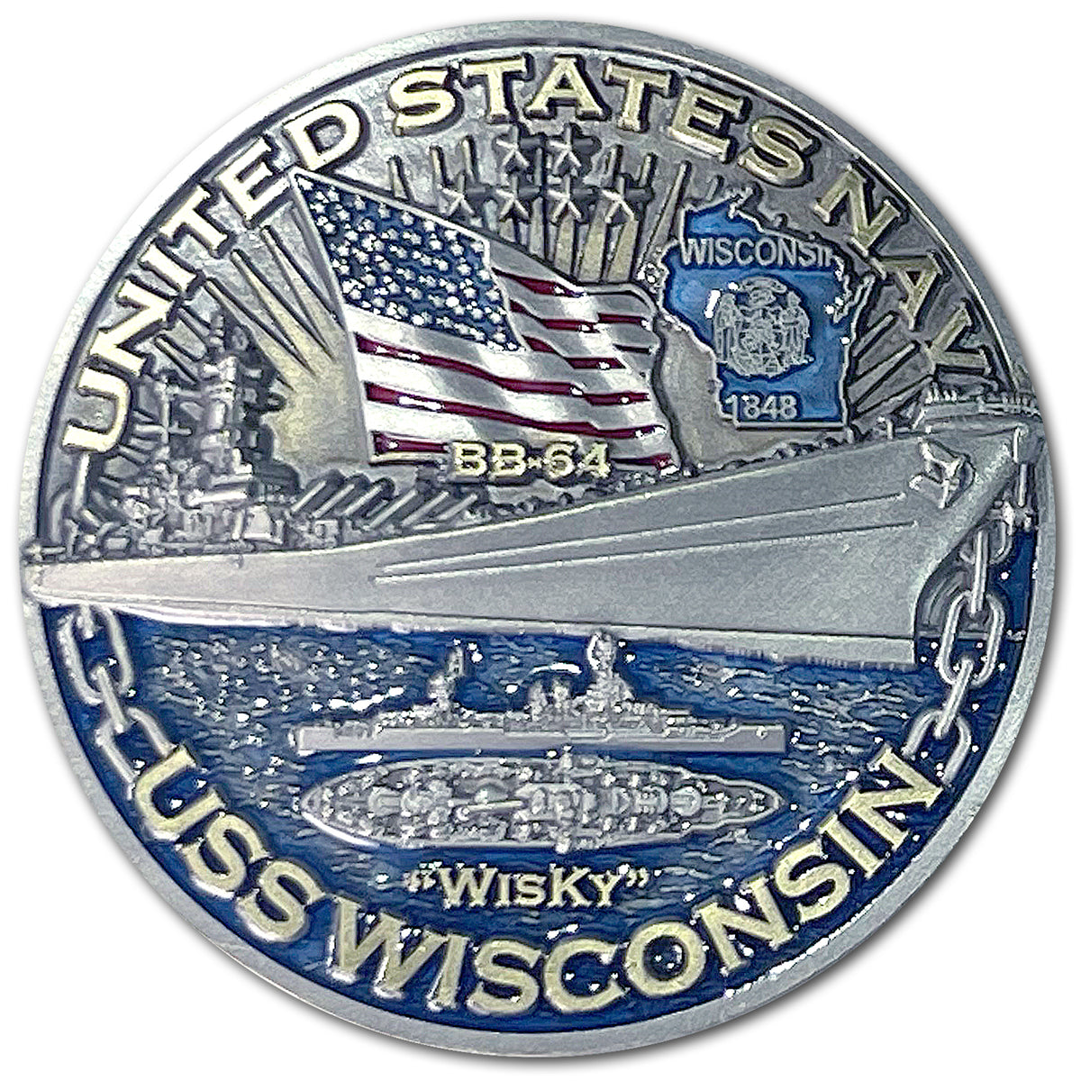 USS Wisconsin BB-64 Battleship Warships of World War 2 Collectible Challenge Coin