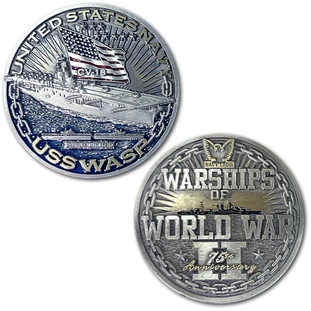 USS Wasp CV-18 Aircraft Carrier Warships of World War 2 Collectible Challenge Coin