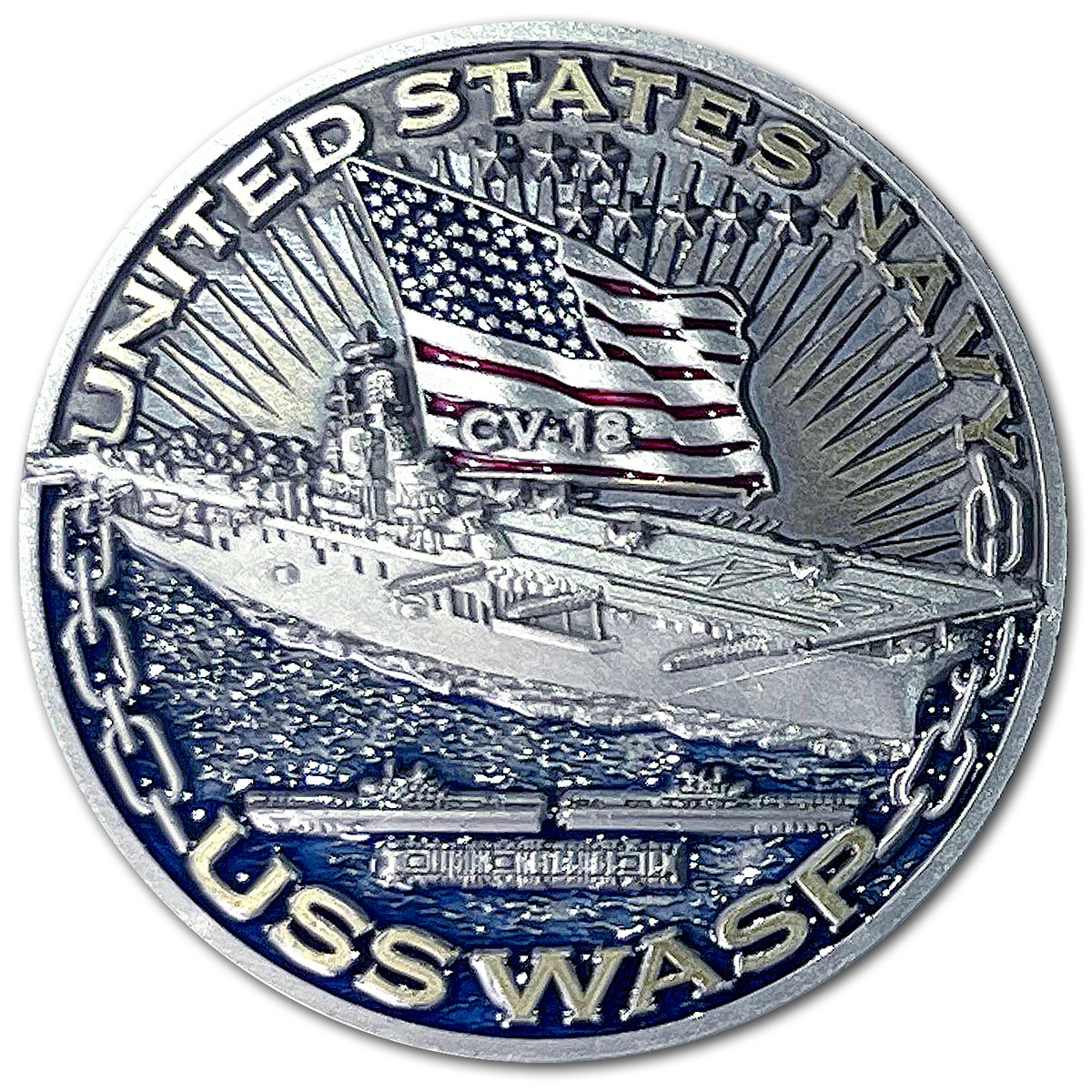 USS Wasp CV-18 Aircraft Carrier Warships of World War 2 Collectible Challenge Coin