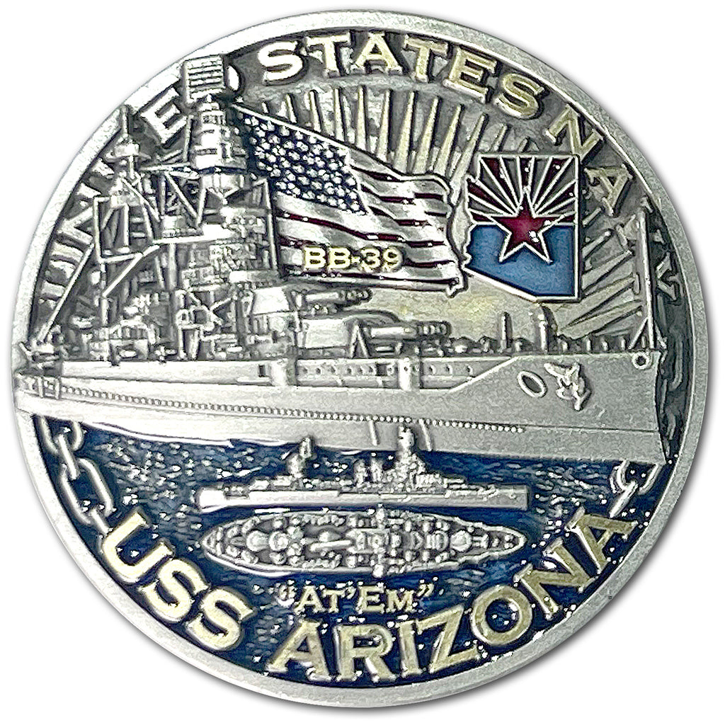 USS Arizona BB-39 Battleship Warships of World War 2 Collectible Challenge Coin