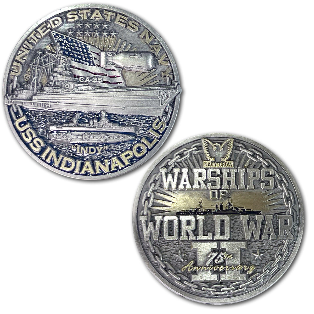 USS Indianapolis CA-35 Heavy Cruiser Warships of World War 2 Collectible Challenge Coin