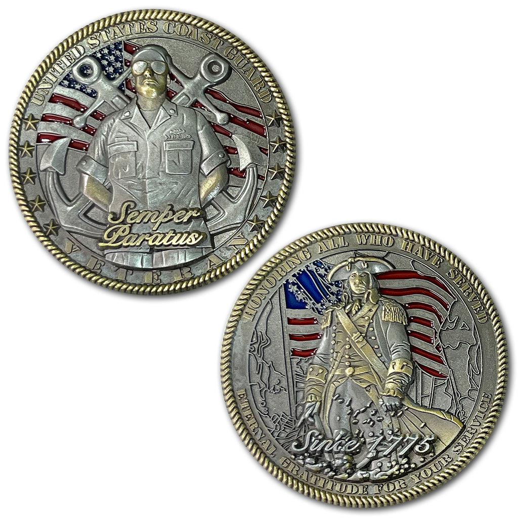 US Coast Guard Veteran’s Day Patriotic Collectible Military Challenge Coin
