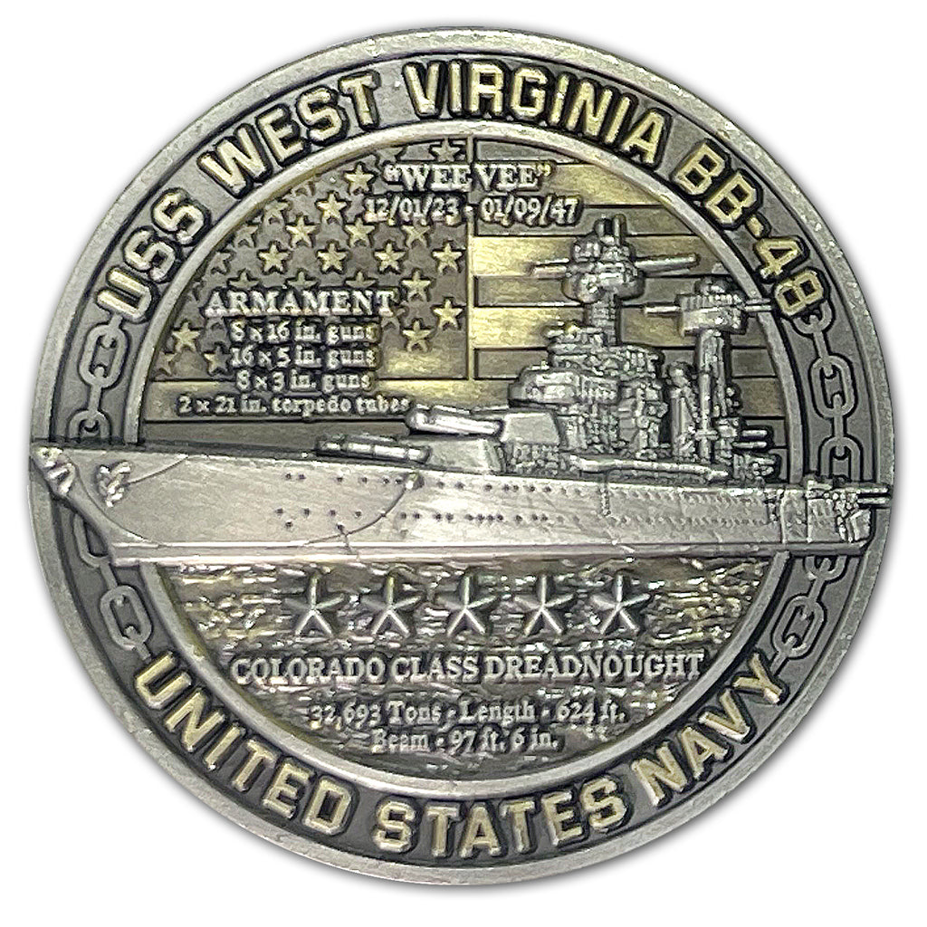 USS West Virginia BB-48 Battleships of Pearl Harbor Collectible Challenge Coin
