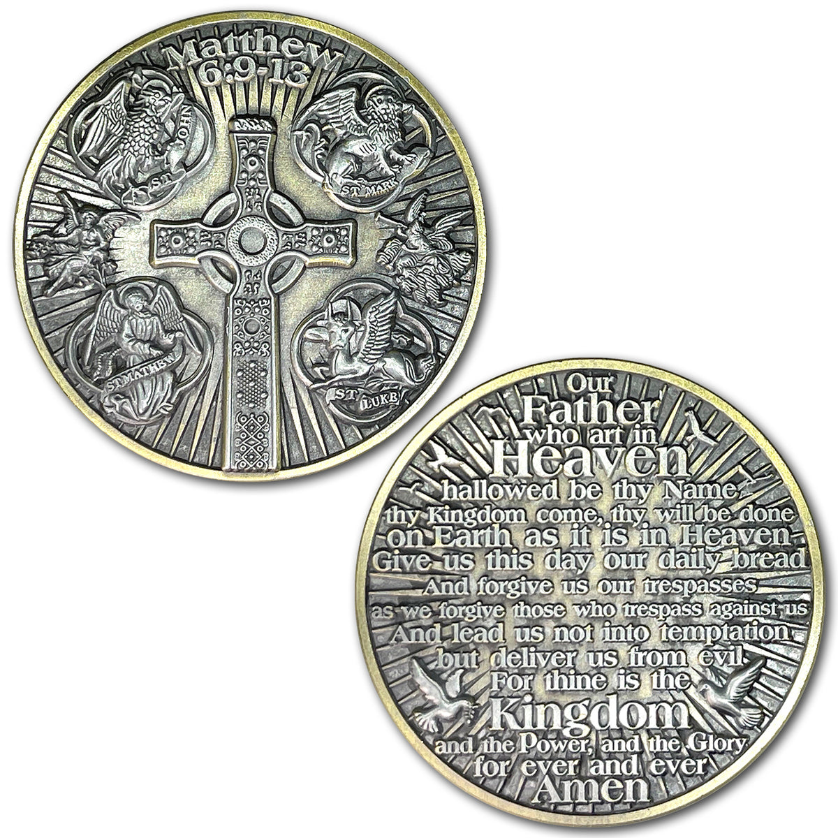 The Lord’s Prayer Matthew 6:9-13 Gospel Biblical Prayer Token Coin