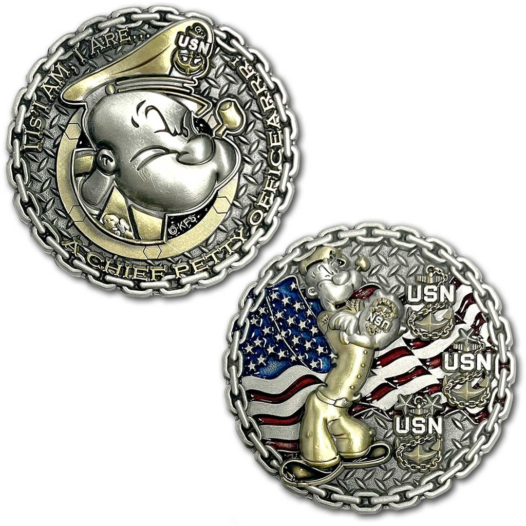 Popeye The Sailor US Navy Chiefs Veteran Collectible Challenge Coin