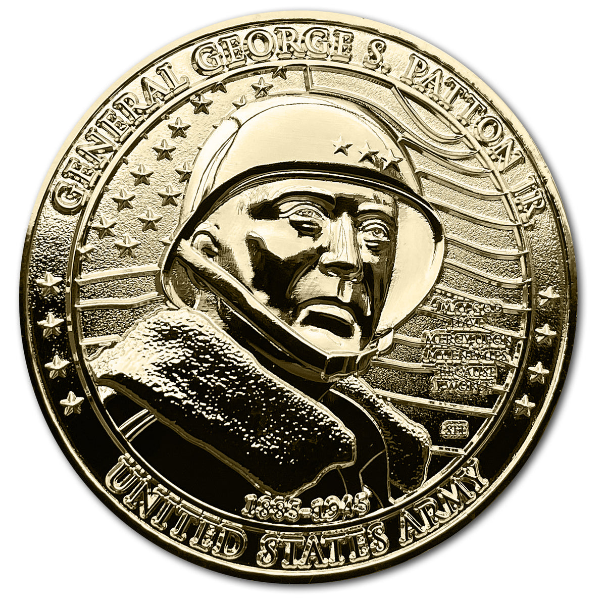General George S. Patton Great American Heroes 24k Gold Clad US Army Collectible Challenge Coin