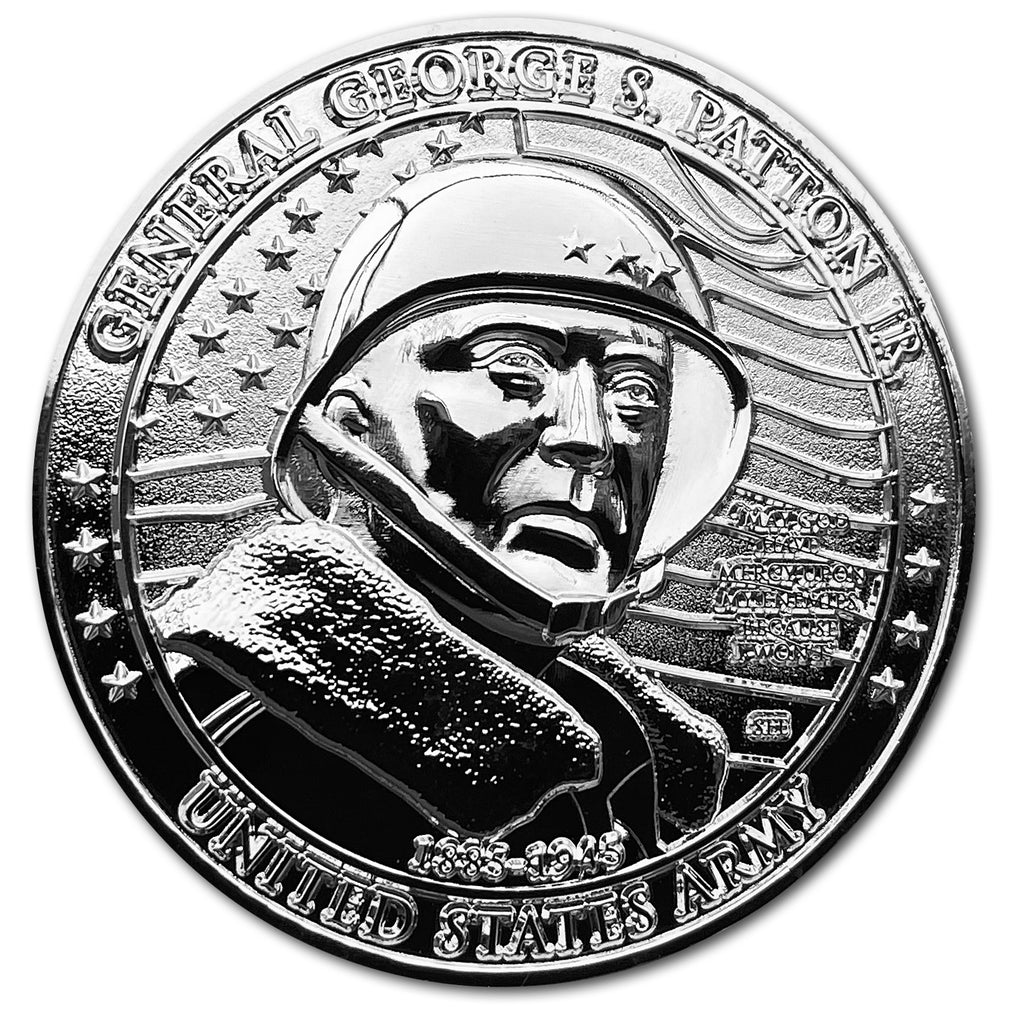 General George S Patton Great American Heroes Sterling Silver Clad Collectible Challenge Coin