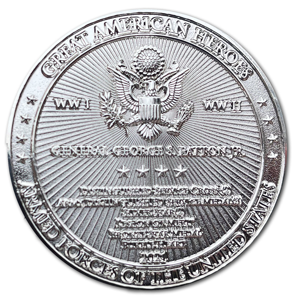 General George S Patton Great American Heroes Sterling Silver Clad Collectible Challenge Coin