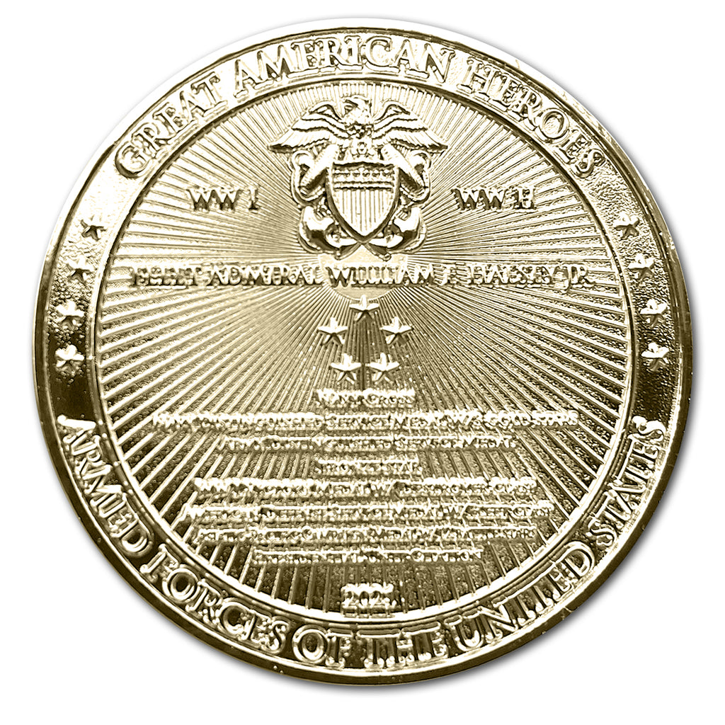 Fleet Admiral William Bull Halsey Great American Heroes Gold Clad Coin