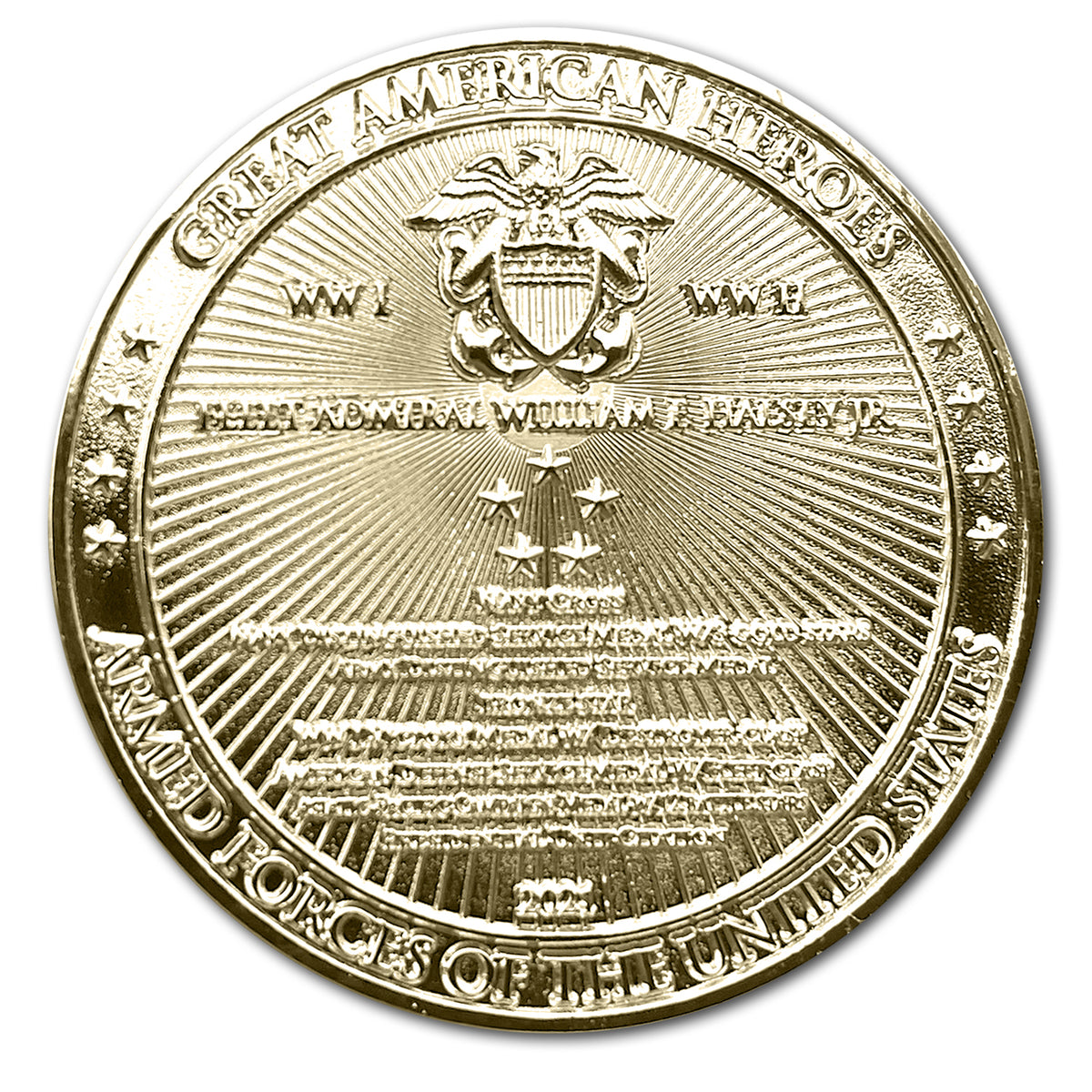 Fleet Admiral William Bull Halsey Great American Heroes Gold Clad Coin