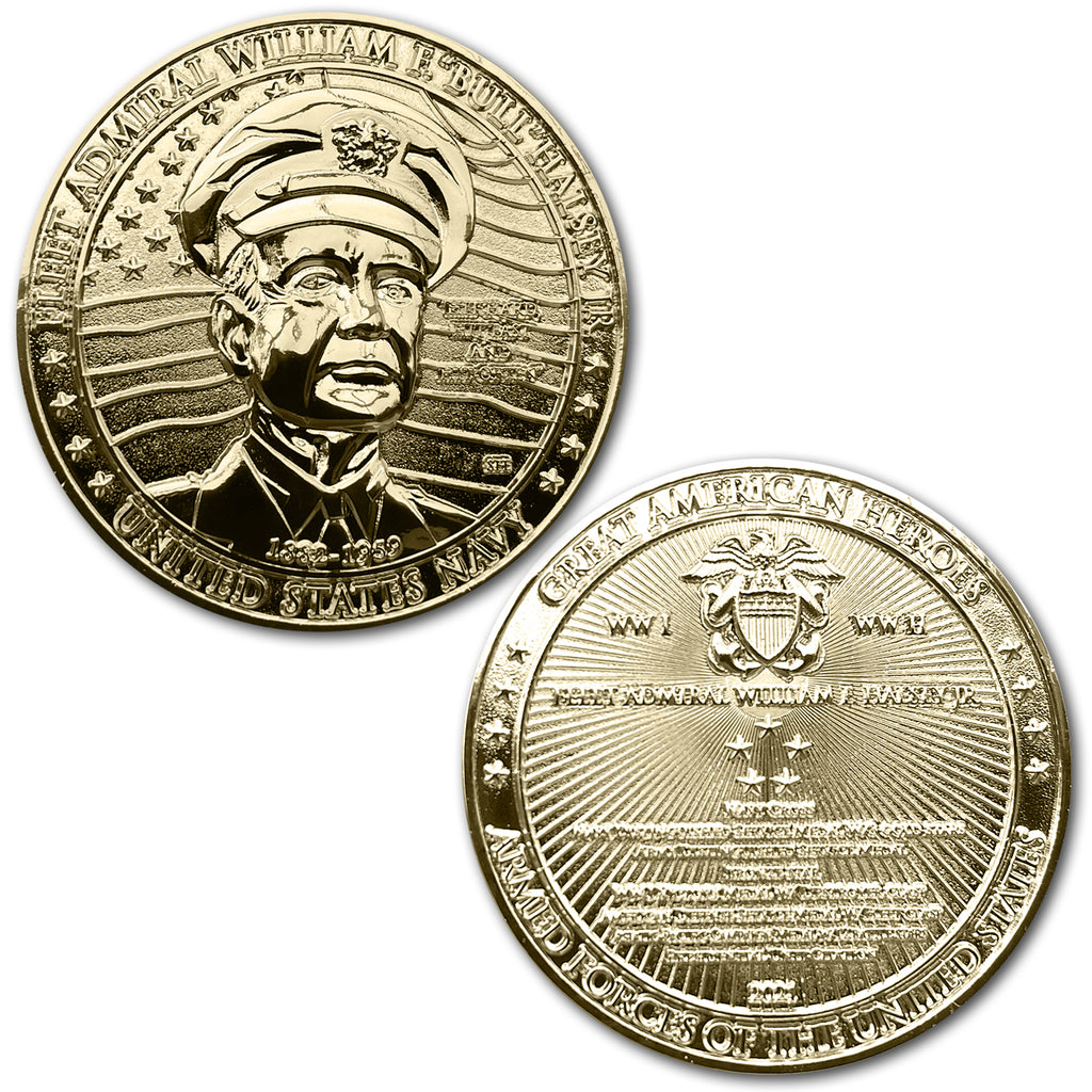 Fleet Admiral William Bull Halsey Great American Heroes Gold Clad Coin