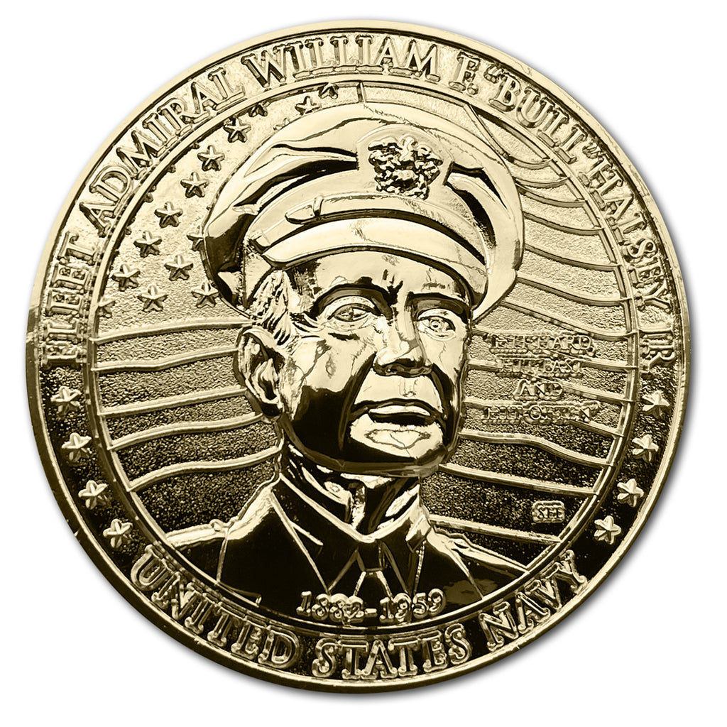 Fleet Admiral William Bull Halsey Great American Heroes Gold Clad Coin