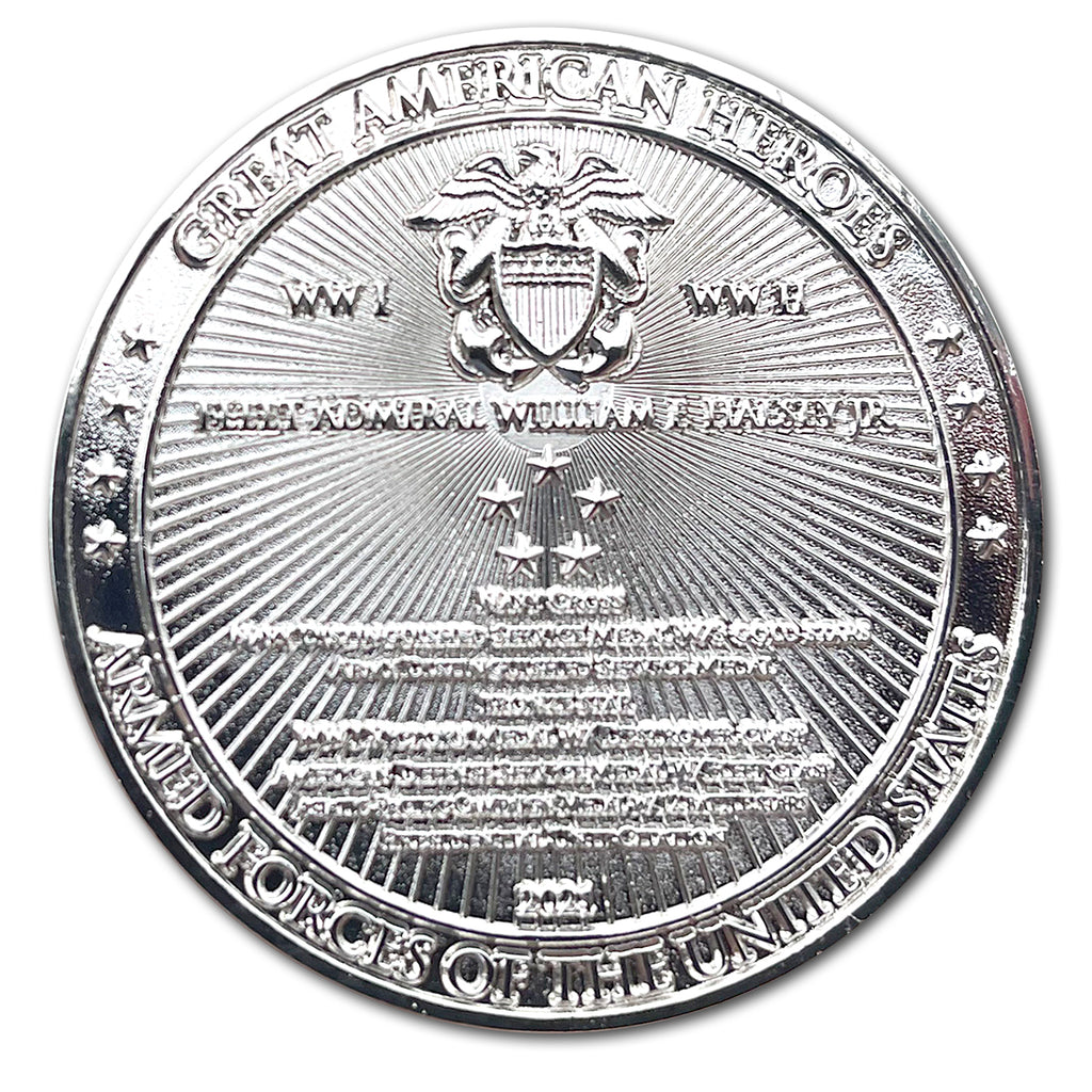 Admiral Bull Halsey Great American Heroes Sterling Silver Clad Collectible Challenge Coin