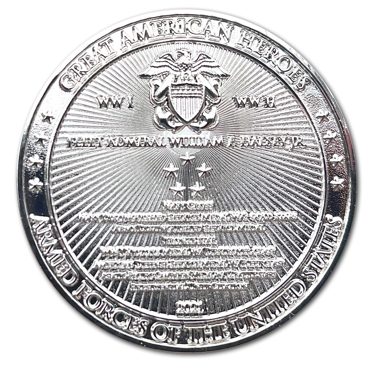 Admiral Bull Halsey Great American Heroes Sterling Silver Clad Collectible Challenge Coin