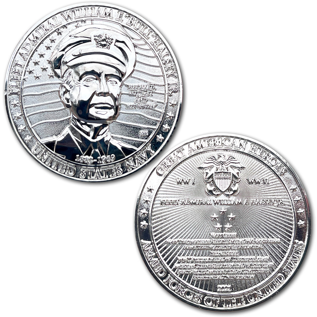 Admiral Bull Halsey Great American Heroes Sterling Silver Clad Collectible Challenge Coin